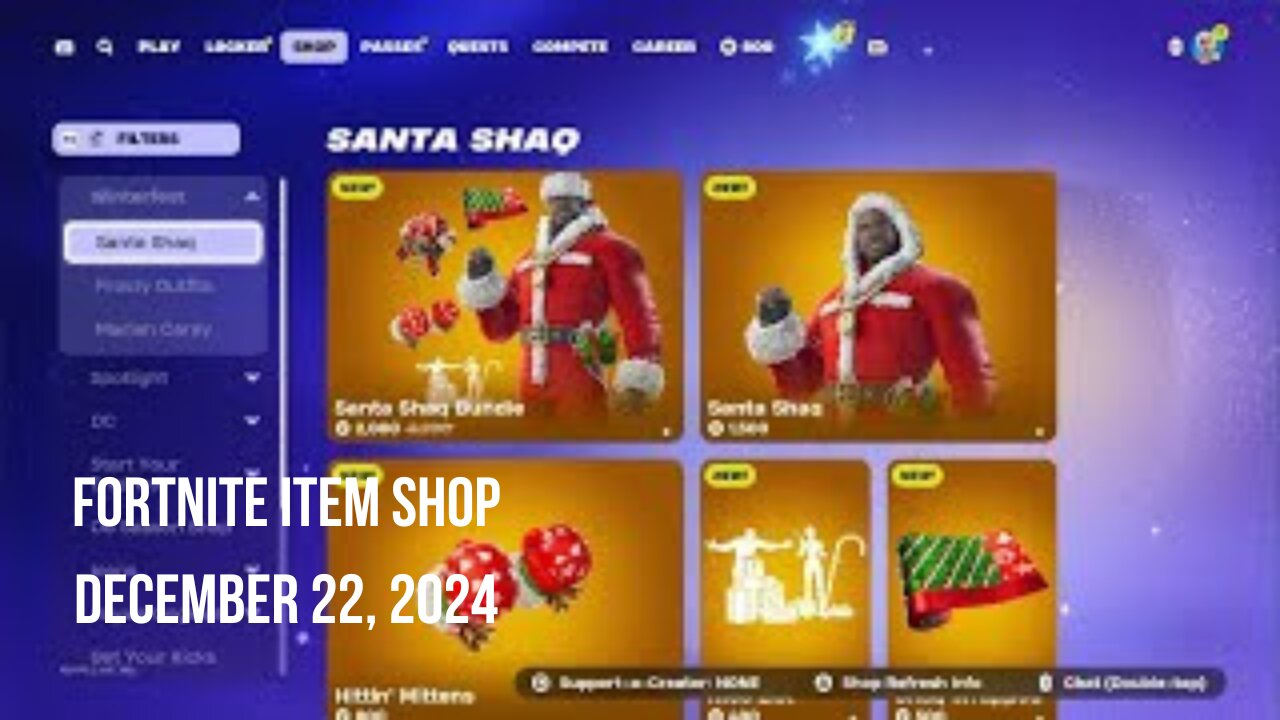 Fortnite Item Shop|December 22, 2024(*New* Santa Shaq Bundle & Lamborghini Urus SE)