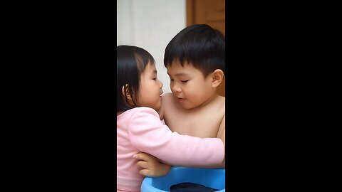 He happy with camera and his sister.