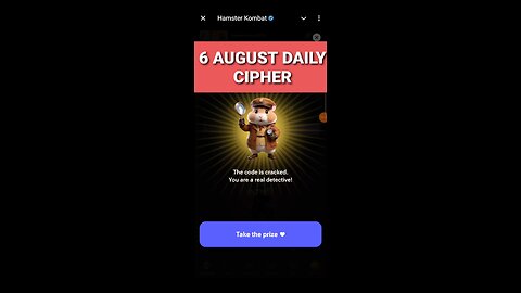 6 AUGUST HAMSTER KOMBAT DAILY CIPHER!