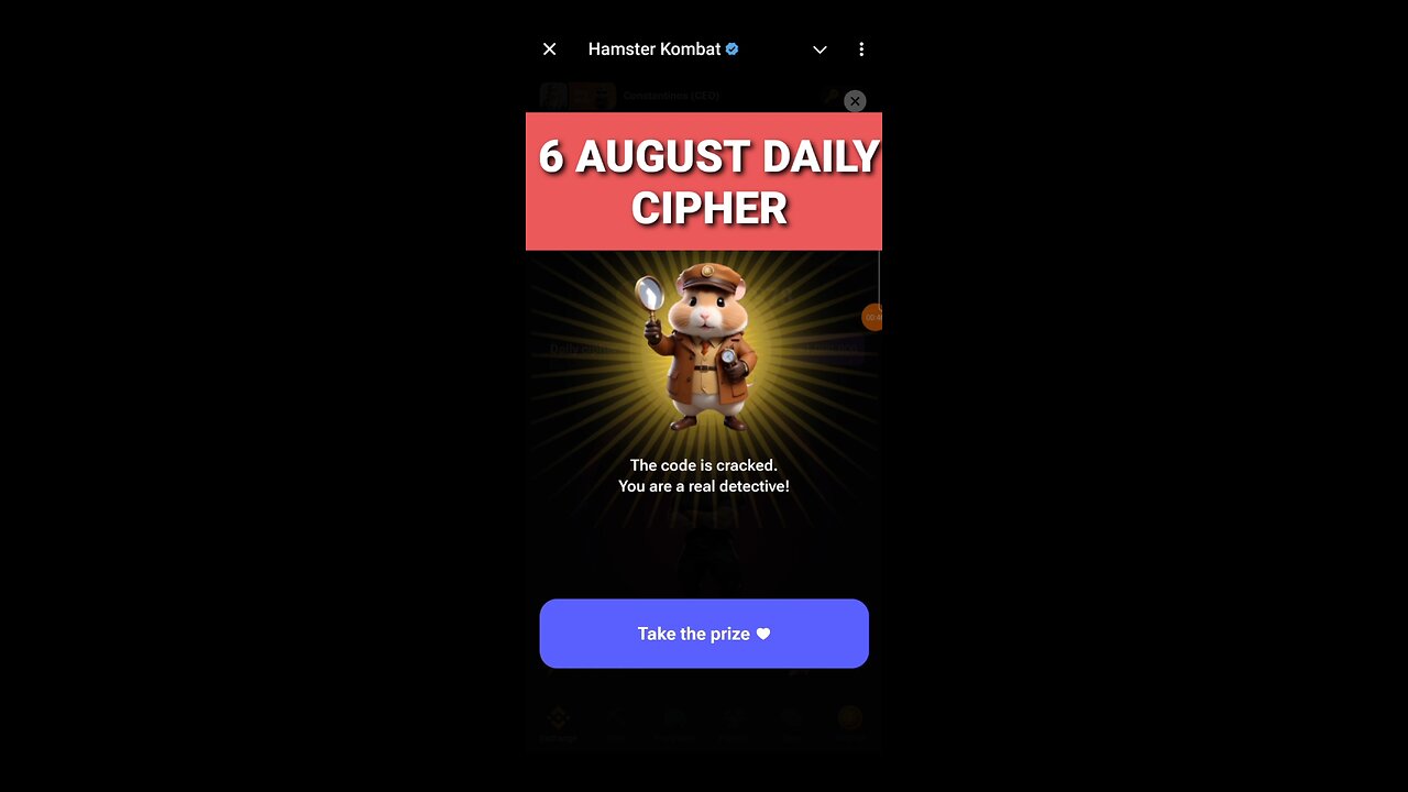 6 AUGUST HAMSTER KOMBAT DAILY CIPHER!