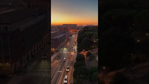 Evening Rome and view of the Colosseum.