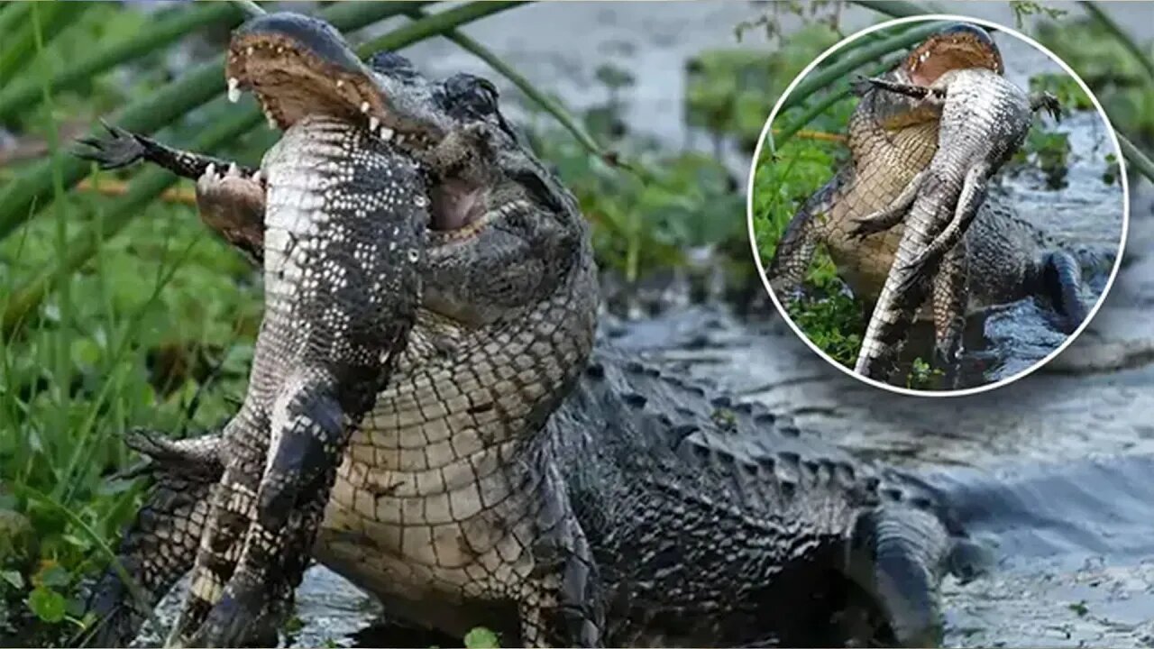 Florida alligator seemingly eats smaller alligator in rare wildlife encounter: 'Scary show'