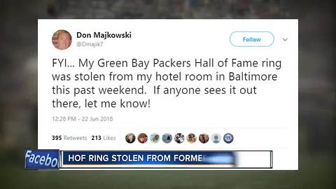 Don Majkowski's says his Packers Hall of Fame ring was stolen