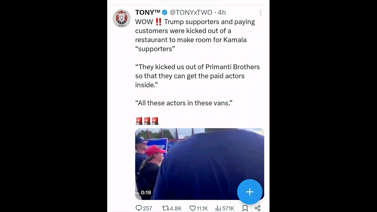 WOW !! Trump supporters and customers kicked out of a restaurant for Kamala "supporters"