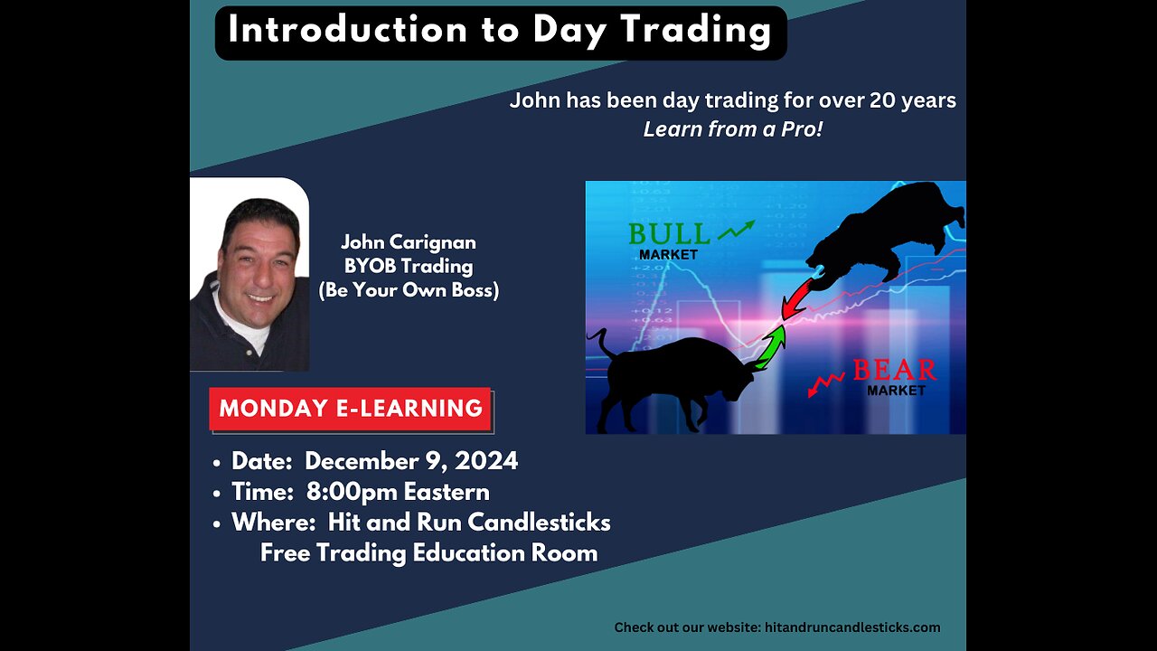 December 9th, 2024 BYOB An Introduction To Day Trading. For educational purposes only.