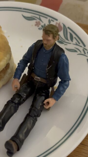 Clay enjoys a Chicken Biscuit