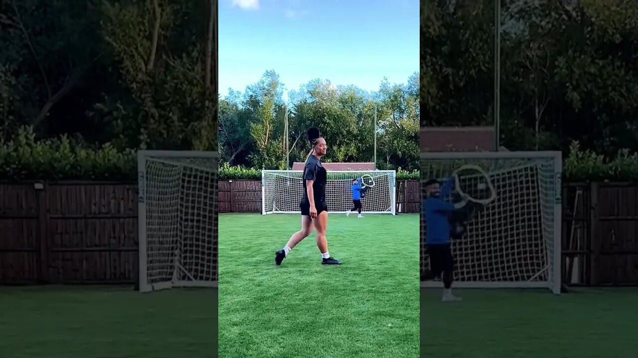 FOOTBALL TRICK-SHOT WITH MY SISTER 🎯⚽️✨ #Shorts