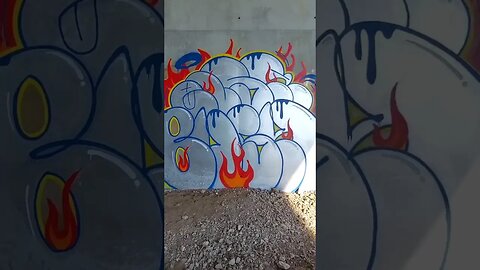GRAFFITI THROWIE WITH FLAMES 👀🔥 #graffiti #throwup #graffitiart