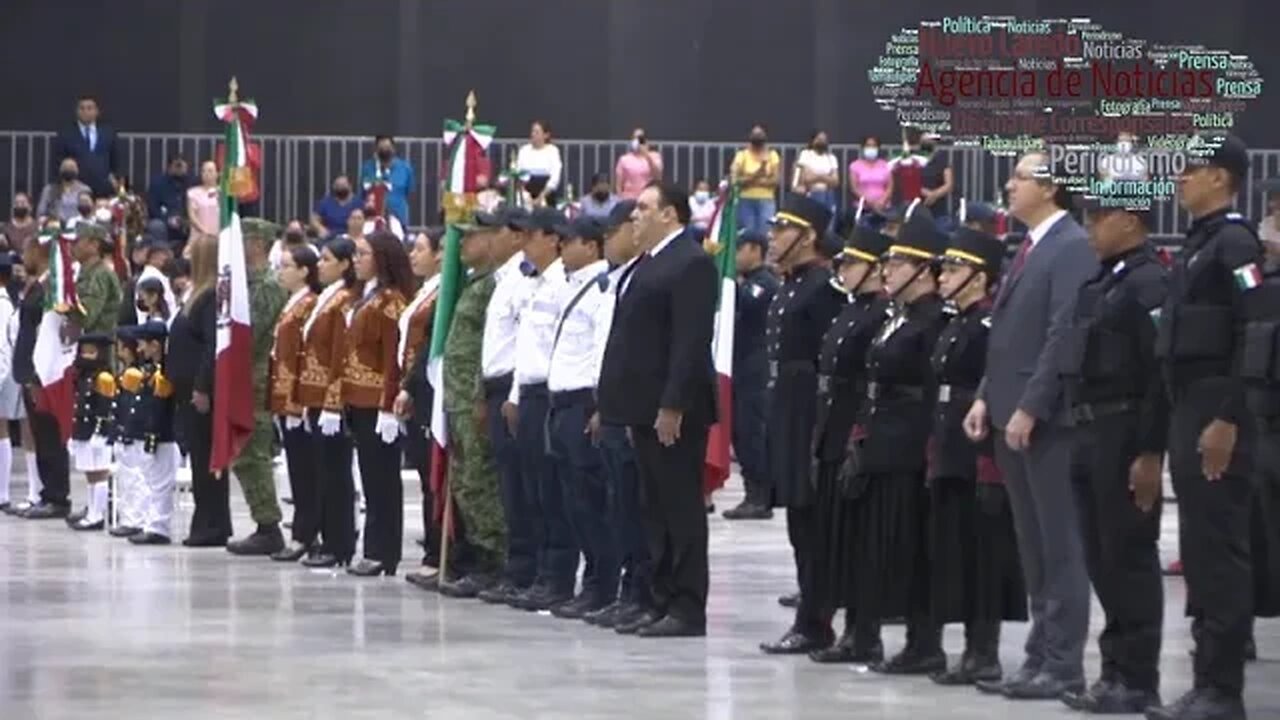 Gobernador de Tamaulipas, Américo Villarreal Anaya, preside celebración del Día de la Bandera
