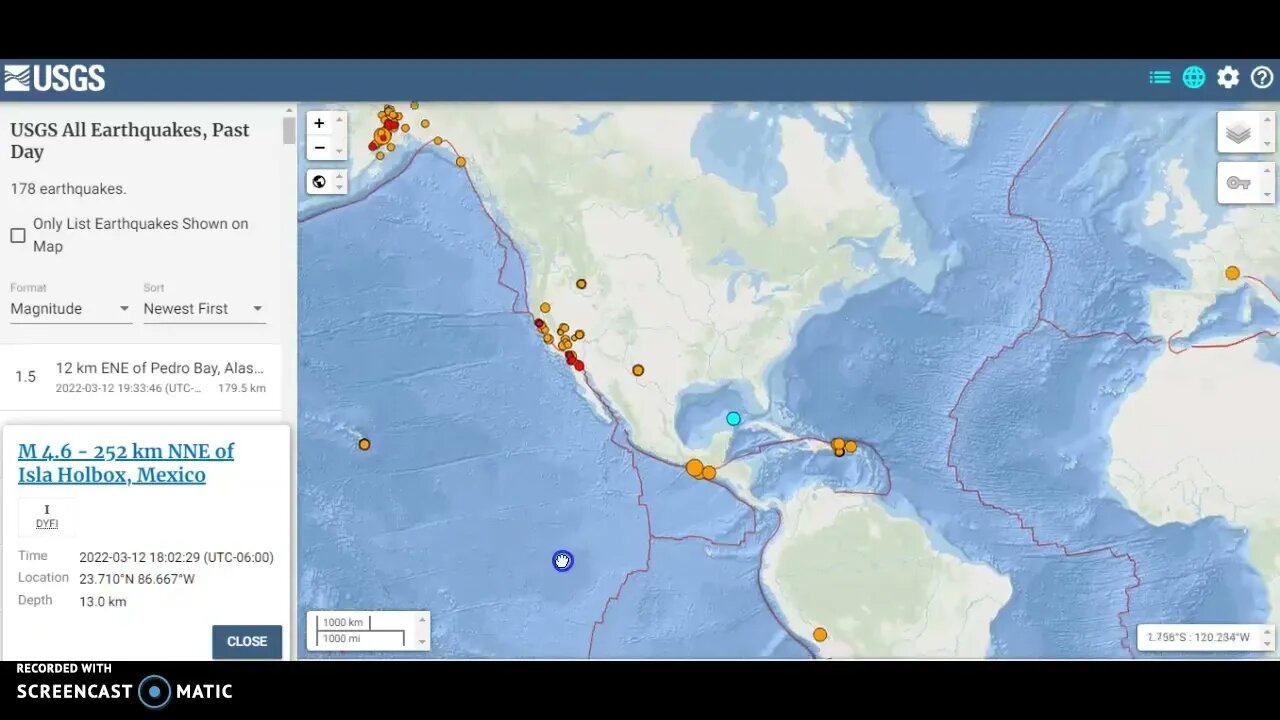 4.6 Magnitude Earthquake Strike Gulf Of Mexico March 12th 2022!