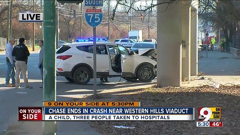 Chase ends in crash near viaduct