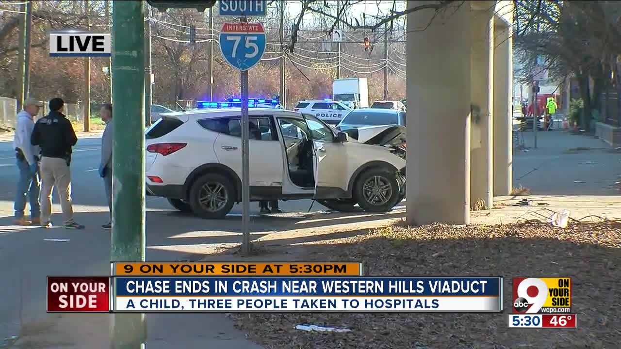 Chase ends in crash near viaduct