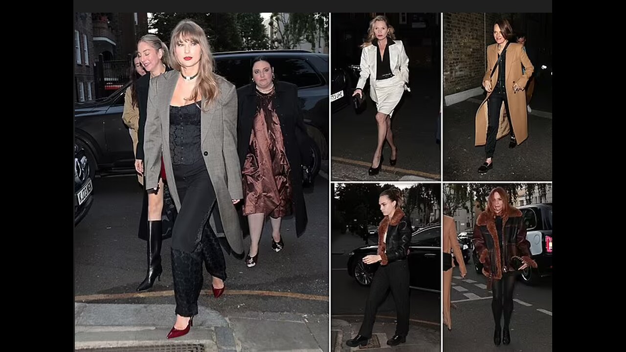 Taylor Swift's new girl squad! Singer parties with Kate Moss, Cara Delevingne