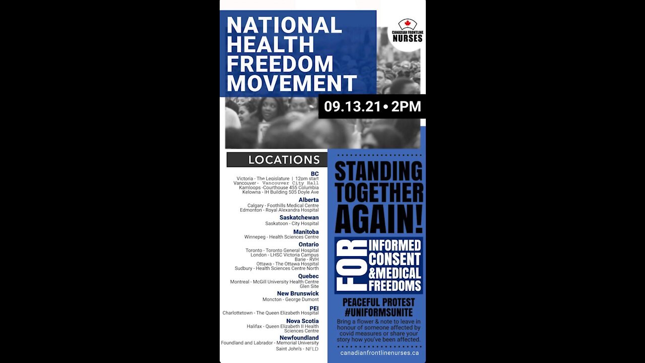 NATIONAL HEALTH FREEDOM MOVEMENT PROTEST - MONDAY, SEPT. 13