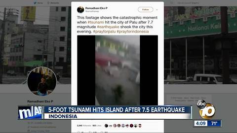 Tsunami hits Indonesia after 7.5 quake