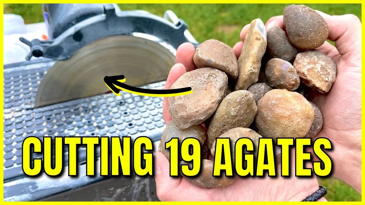 Cutting BOTSWANA Agates Open w/ Lapidary Saw | Beautiful Bands Inside!