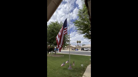 6x10 flag on 9-11 at half staff.