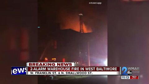 Large warehouse fire in West Baltimore