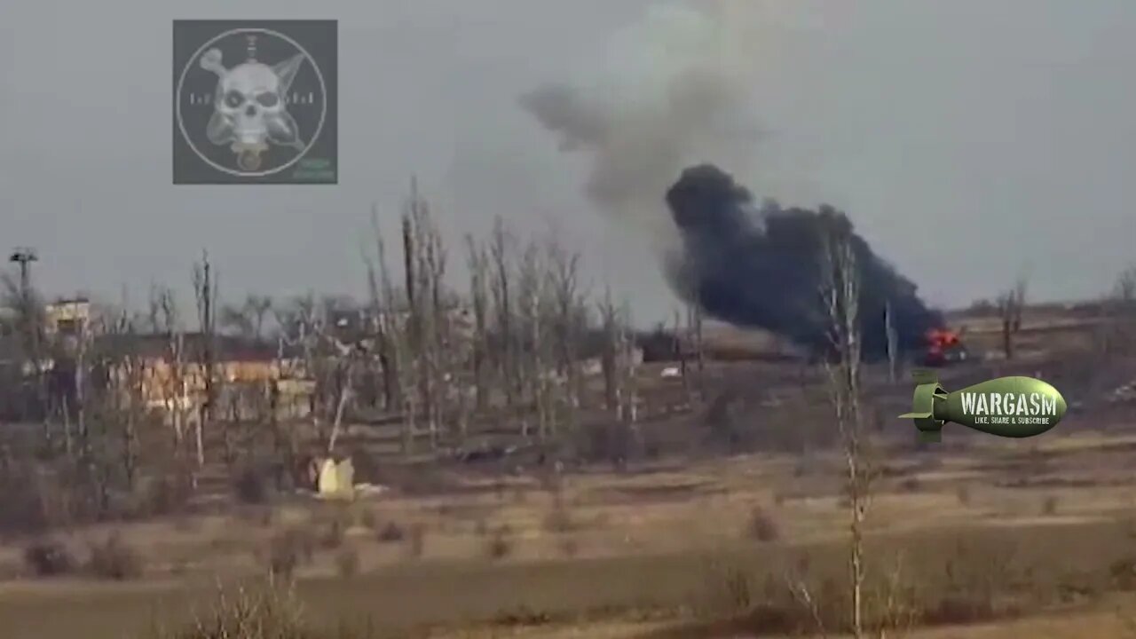 Ukrainian tank hit with two ATGMs, burns and explodes