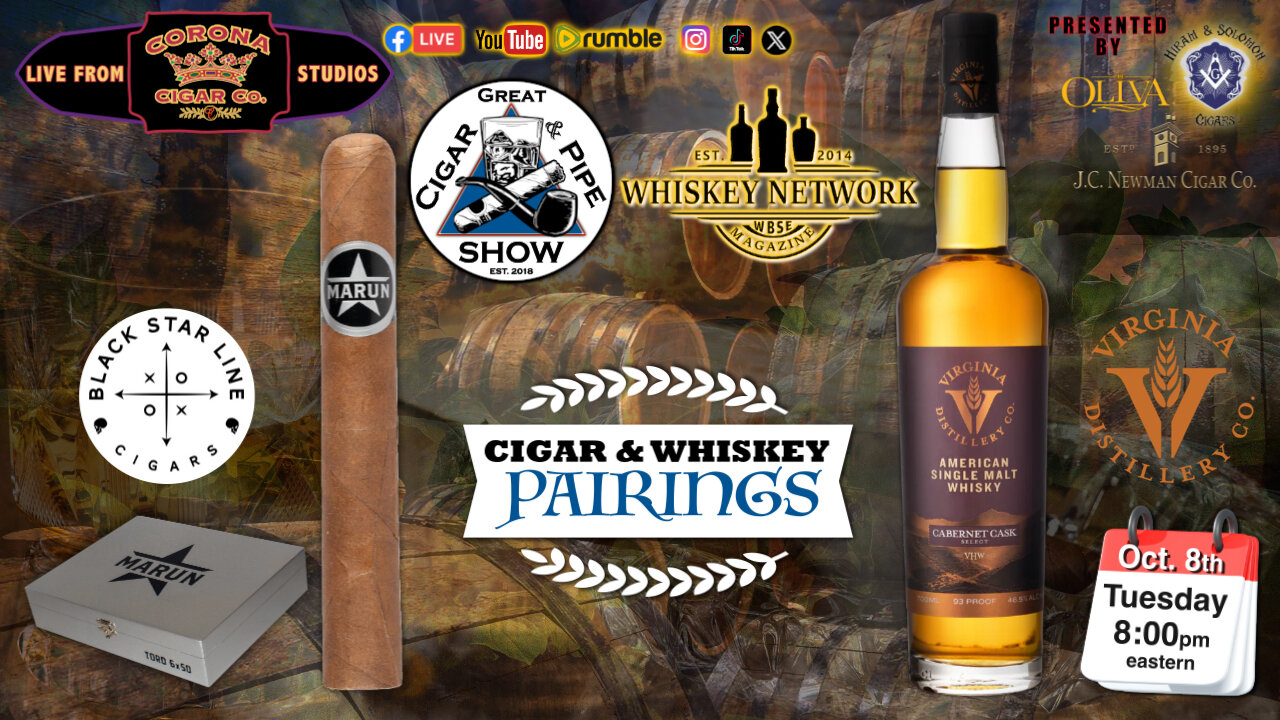 Cigar & Whiskey Pairing: Black Star Line Cigars "Marun" & VA Distillery Co. Cab Cask