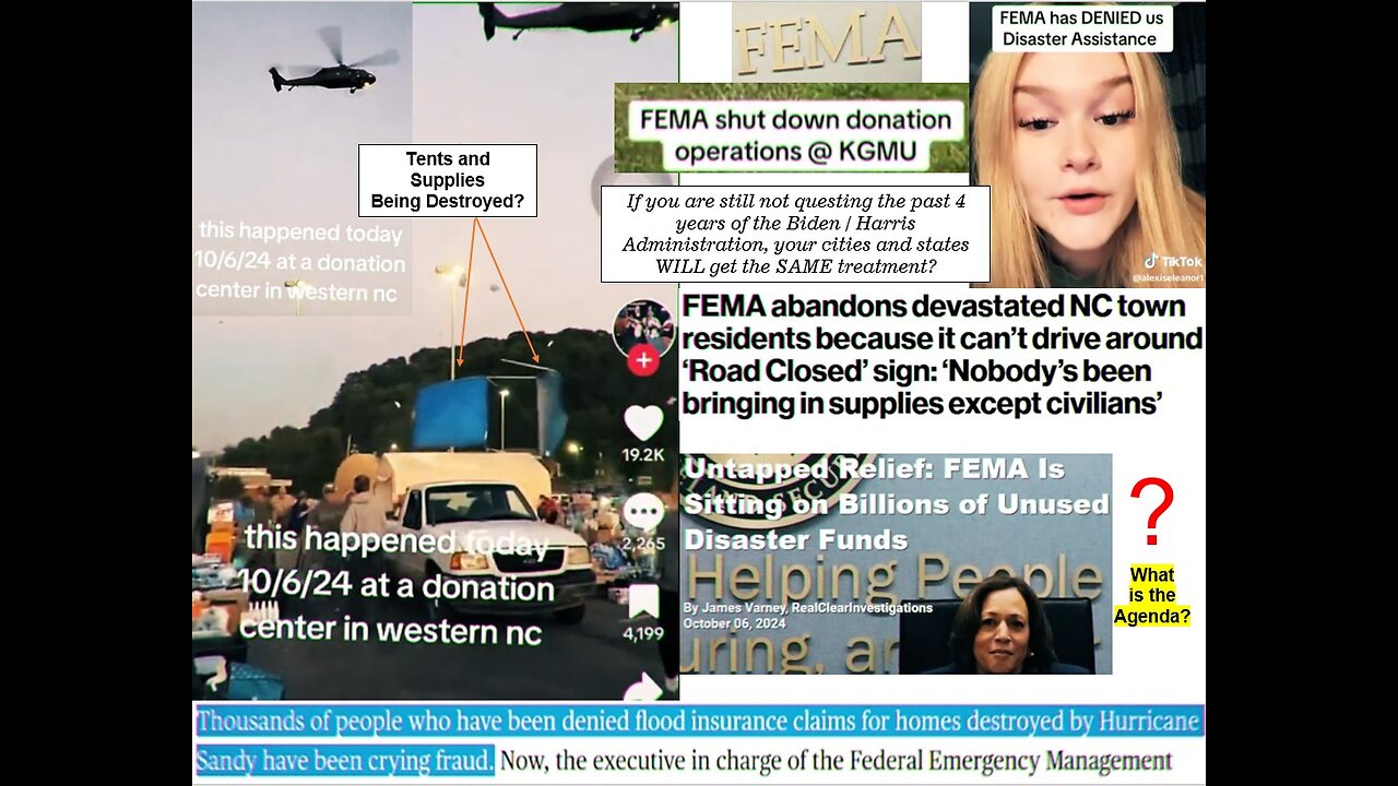 WW3 Update: The Storm Aftermath. What Is Actually Going on in North Carolina? Biden Kamala FEMA Stealing Donated Supplies? Threaten Arrest? Stopping Recues? ... (Part 2) 1h+