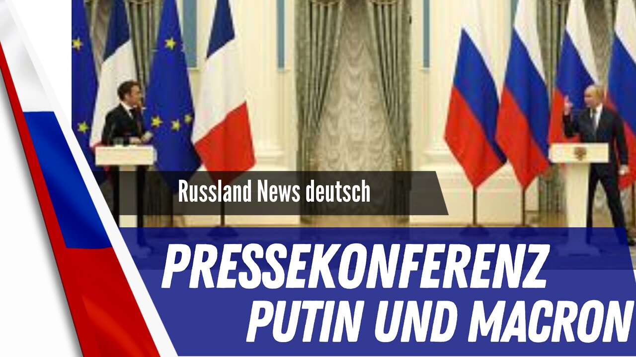 Putin und Macron halten Pressekonferenz.