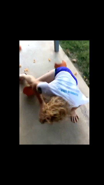 Girl Tries To Crush Pumpkin, Fails Epicly