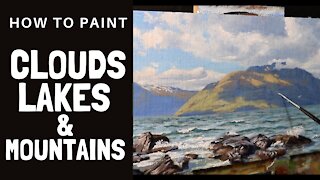 How to Paint CLOUDS, LAKES & MOUNTAINS - Tips For Mixings Colours