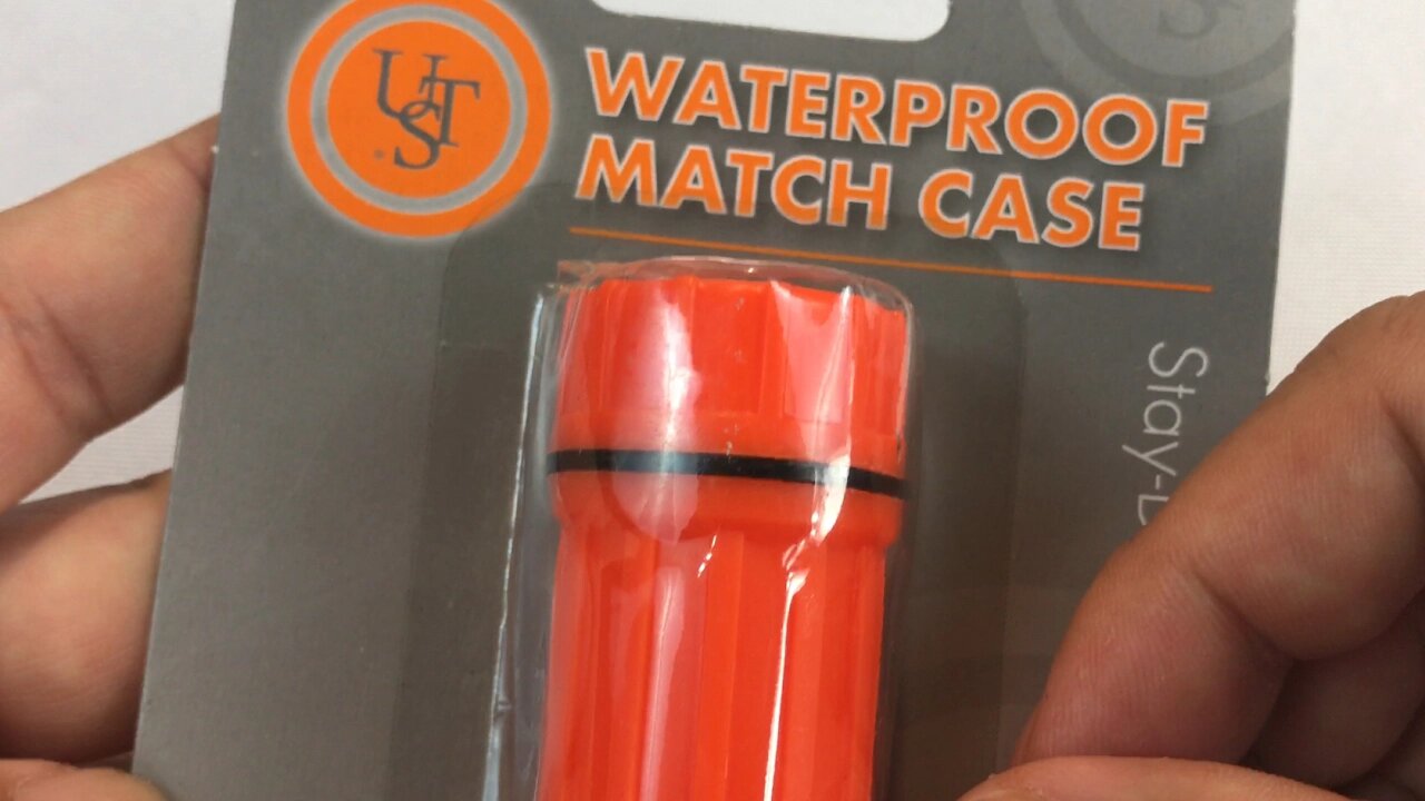 UST orange emergency survival plastic waterproof match case review