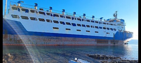 Examining a stranded abandoned ship in the Adriatic Sea