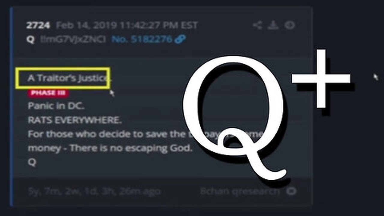 A Traitor's Justice - Q+ Major Intel Decode Oct 1.