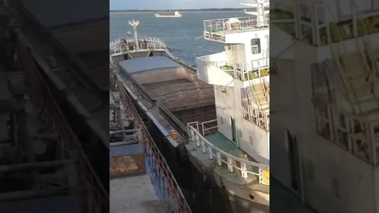 Ship Alongside Another Ship Rolling Heavily. #trending #shorts #ship #lifeatsea #shipping #ocean