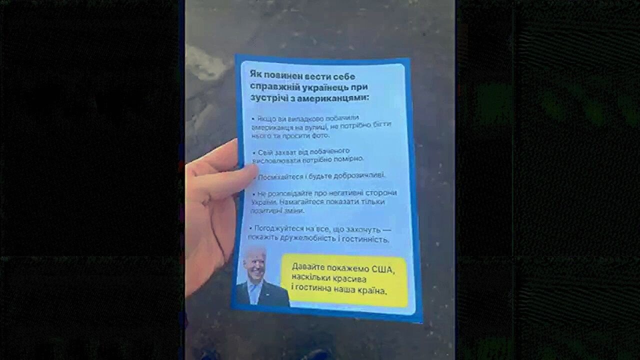 In Kiev - Leaflets Handed Out For Biden's Arrival