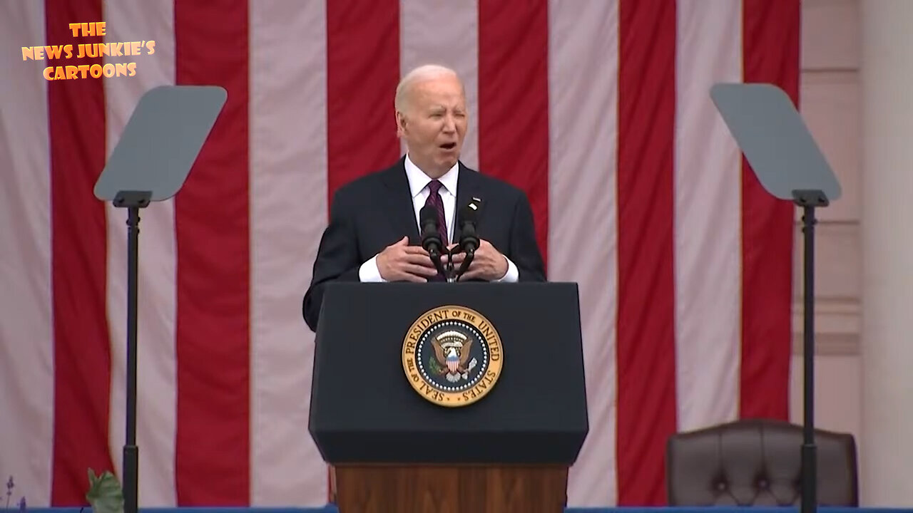 Biden, "our commander-in-chief has always stood up for our troops, our military families, and our veterans." Not a joke.