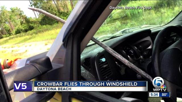 Crowbar smashes through Florida driver's windshield on I-95 in Volusia County