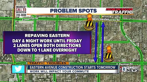 Eastern Ave repaving project starts Sunday night