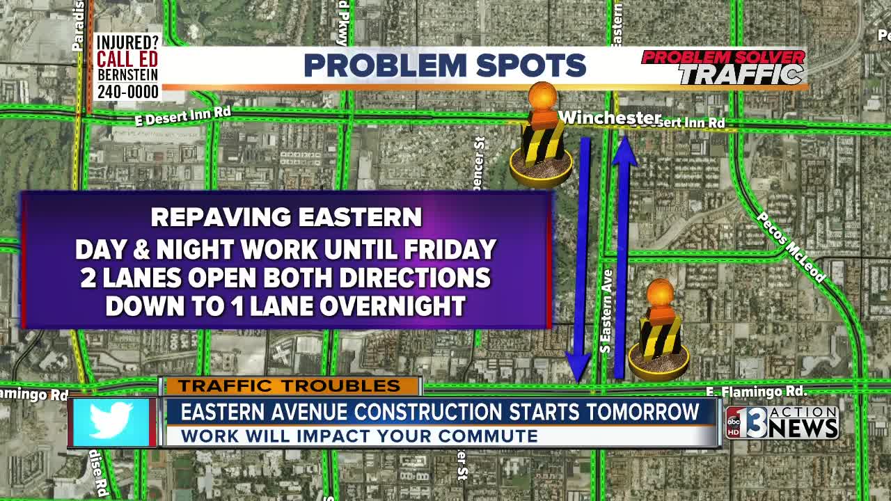 Eastern Ave repaving project starts Sunday night