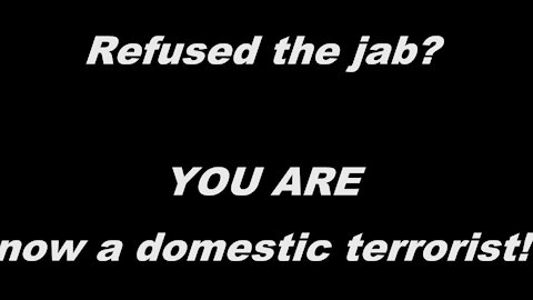 Refused the jab? YOU are now a domestic terrorist!
