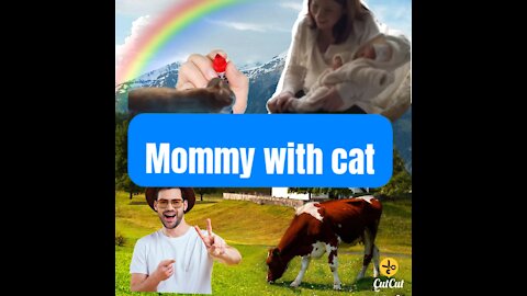 Mommy enjoying with cat