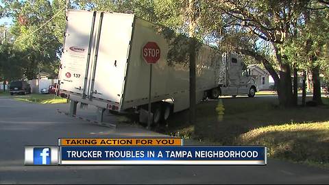 Tampa homeowners fed up with truckers cutting through their neighborhood