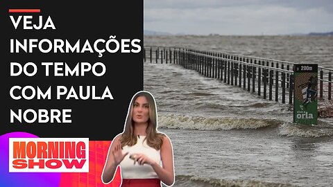 Após forte chuva, nível da orla do Guaíba diminui e fica abaixo da cota de inundação