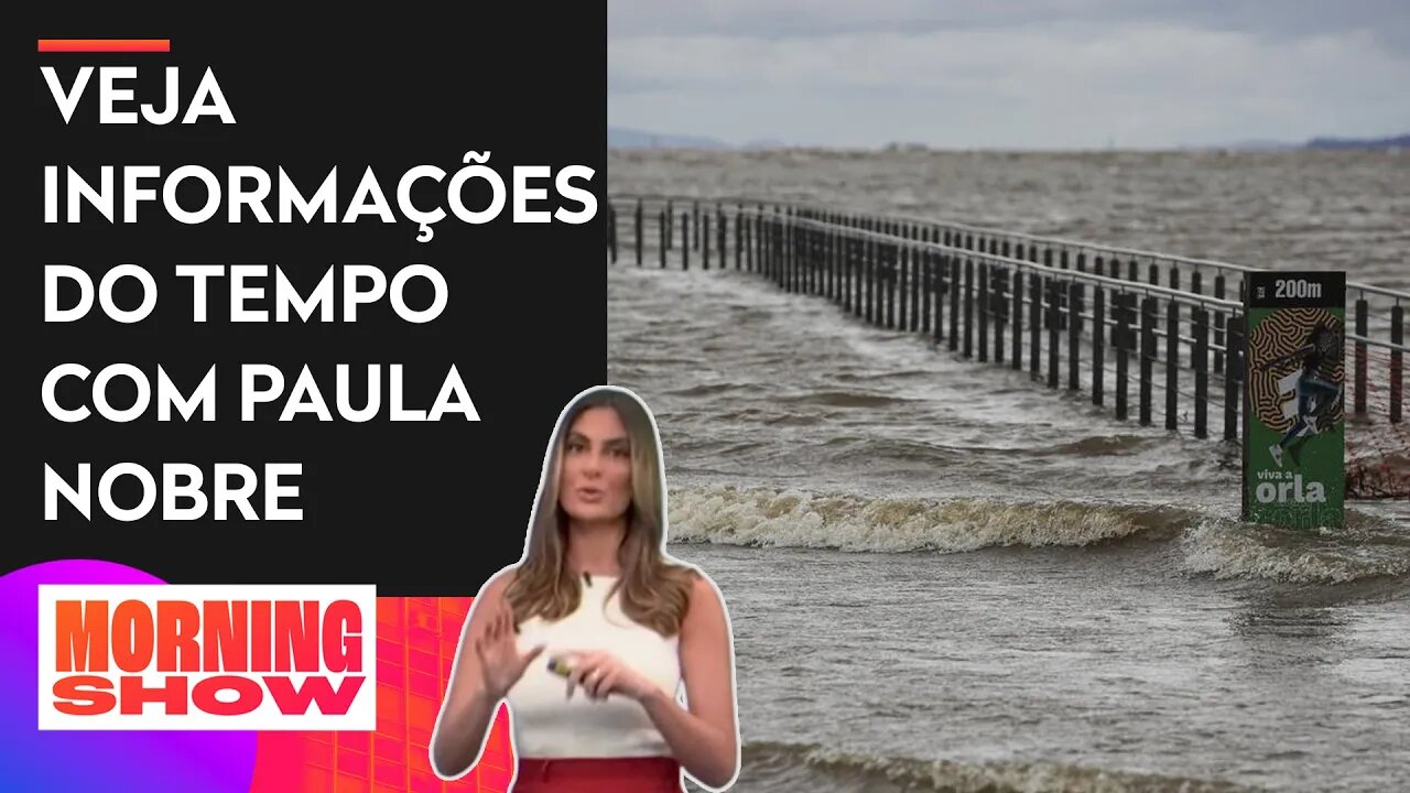 Após forte chuva, nível da orla do Guaíba diminui e fica abaixo da cota de inundação