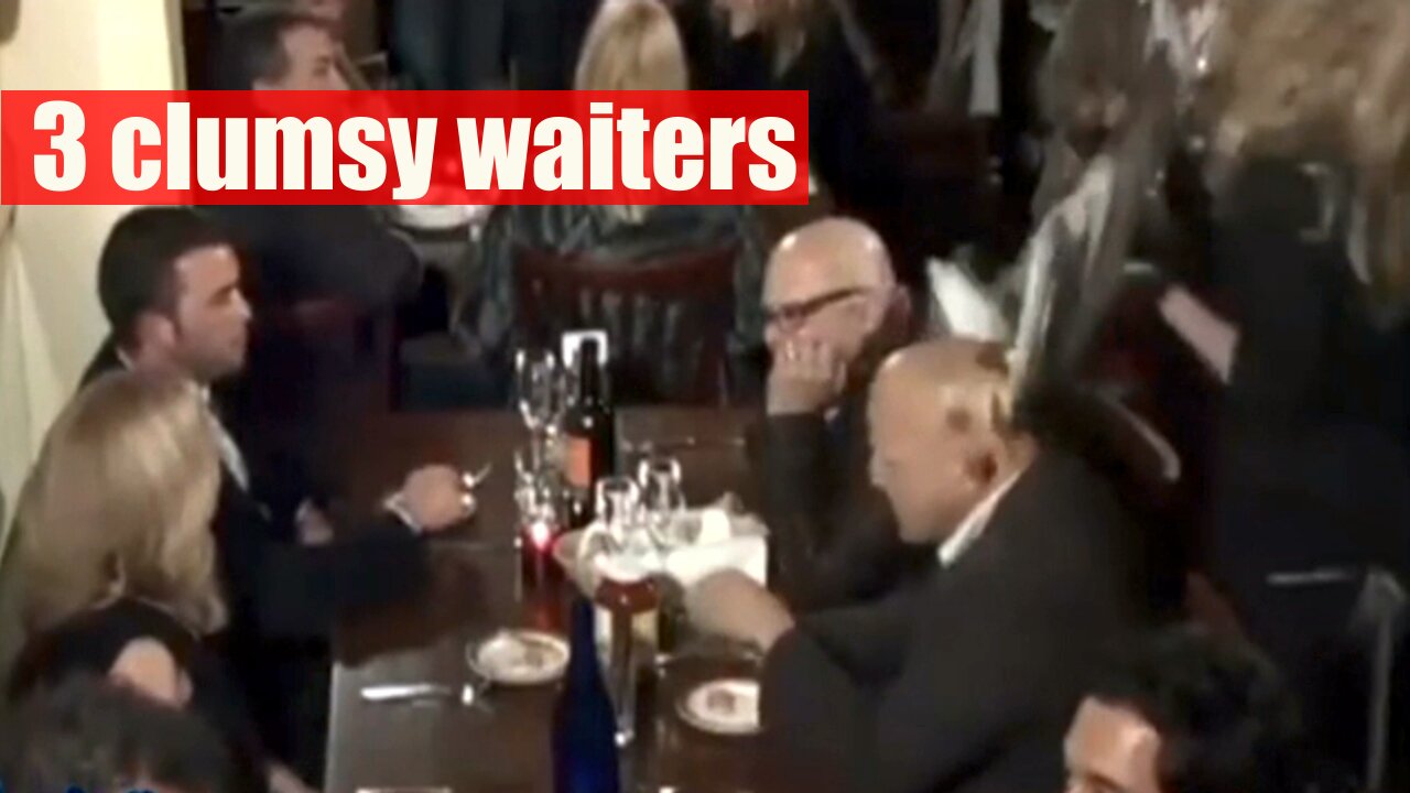 3 clumsy waiters - poor Angela Merkel