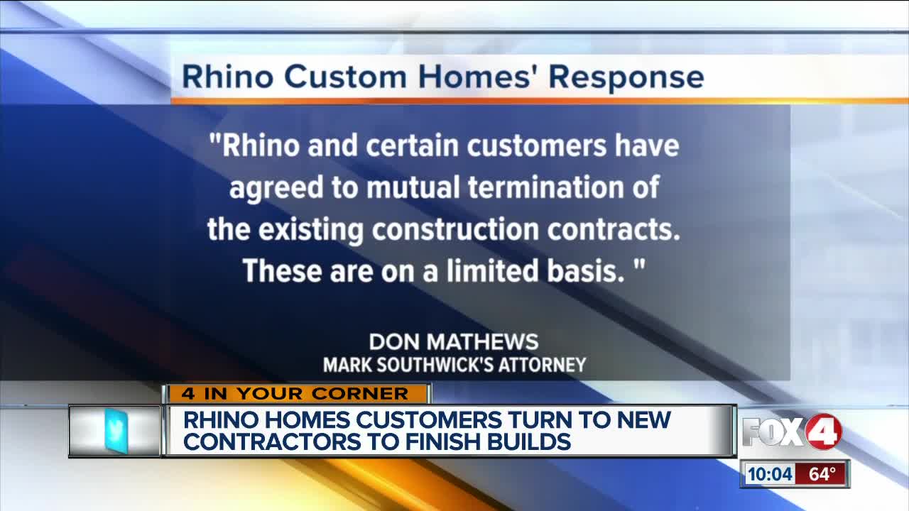 Rhino customers turn to new contractors to finish homes