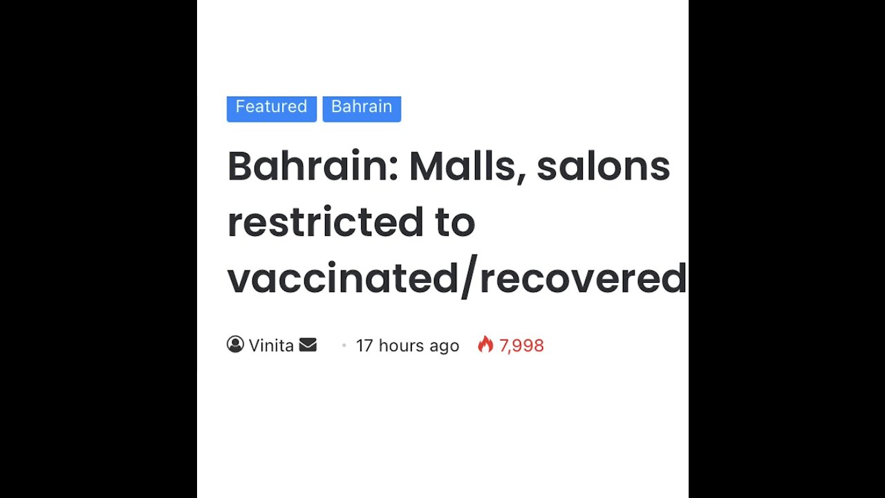 COVID Injection Passport Middle East, Plus Jab Messaging in Bahrain