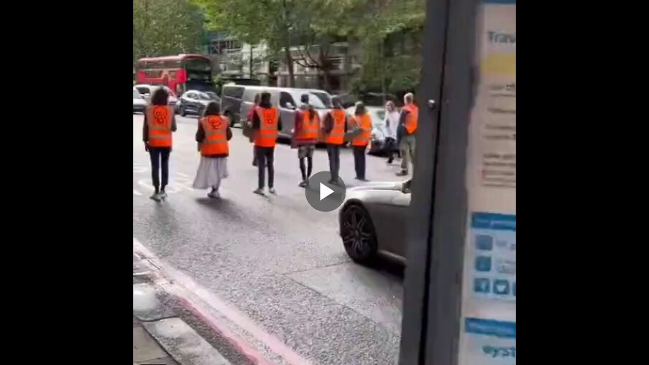Climate activists block the wrong driver in London, England.