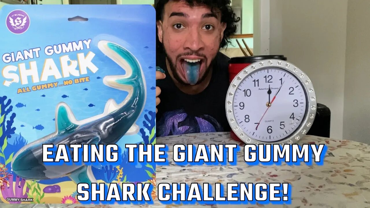 Eating The Giant Gummy Shark Challenge! (1,680 Calories)