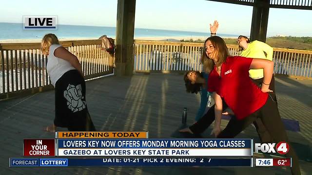 Lovers Key now offers Monday morning yoga classes - 7:30am live report