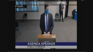 Palm Beach County Classroom Teachers Association President Justin Katz addresses Palm Beach County School Board members on Wednesday, September 9, 2020