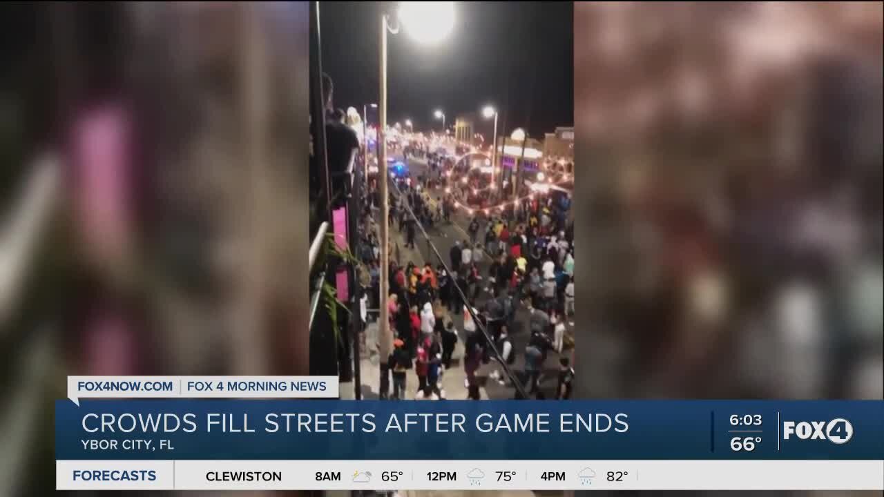 Crowds fill the streets in Tampa after the big game